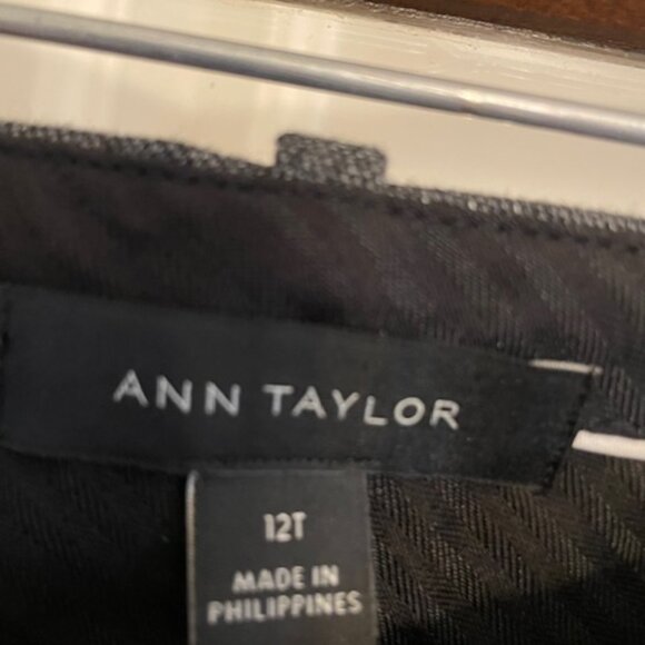 Ann Taylor Gray Trousers with Thin Silver Plaid, Size 12T - Picture 3 of 5